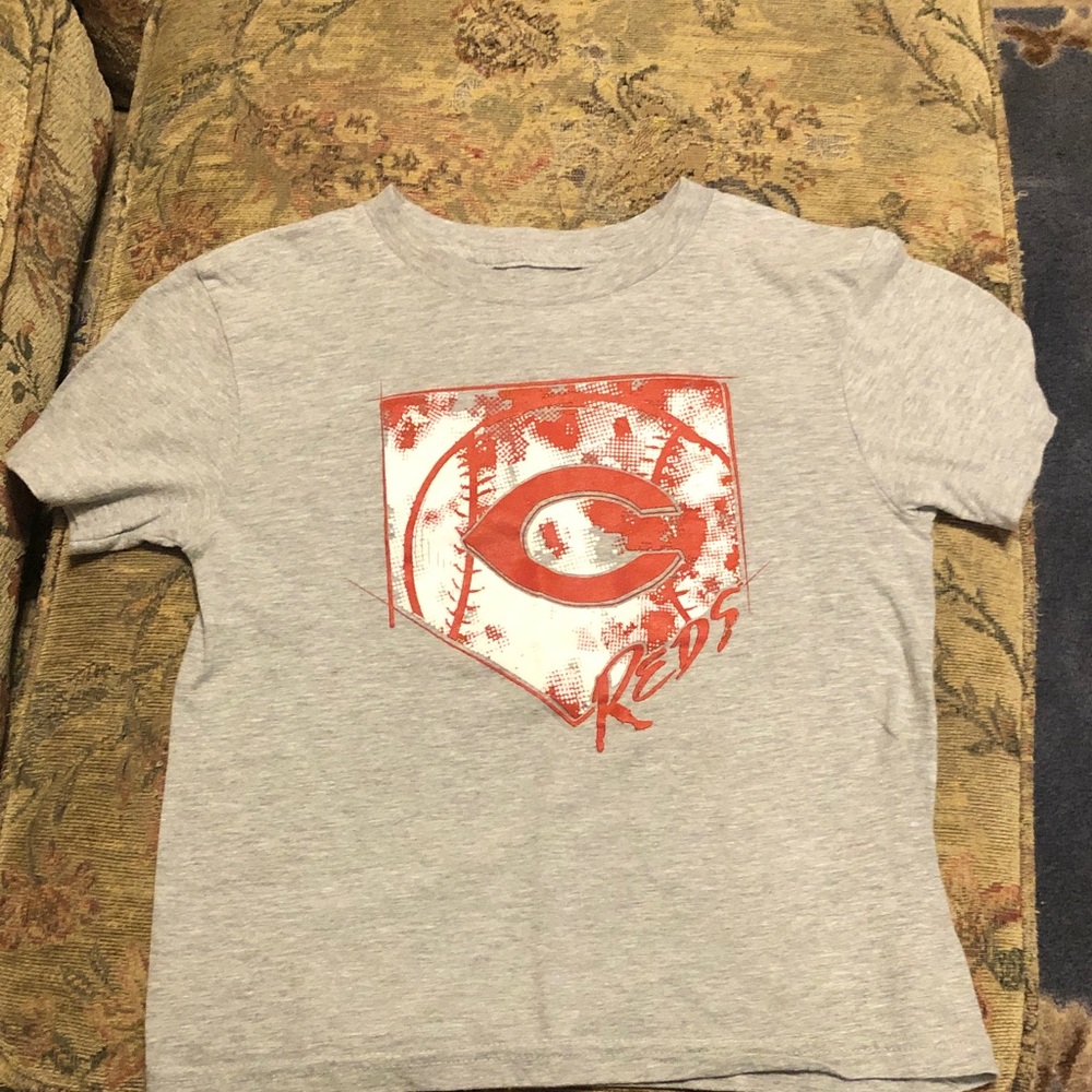 Kids Light Gray Red Baseball Graphic Tee